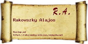 Rakovszky Alajos névjegykártya